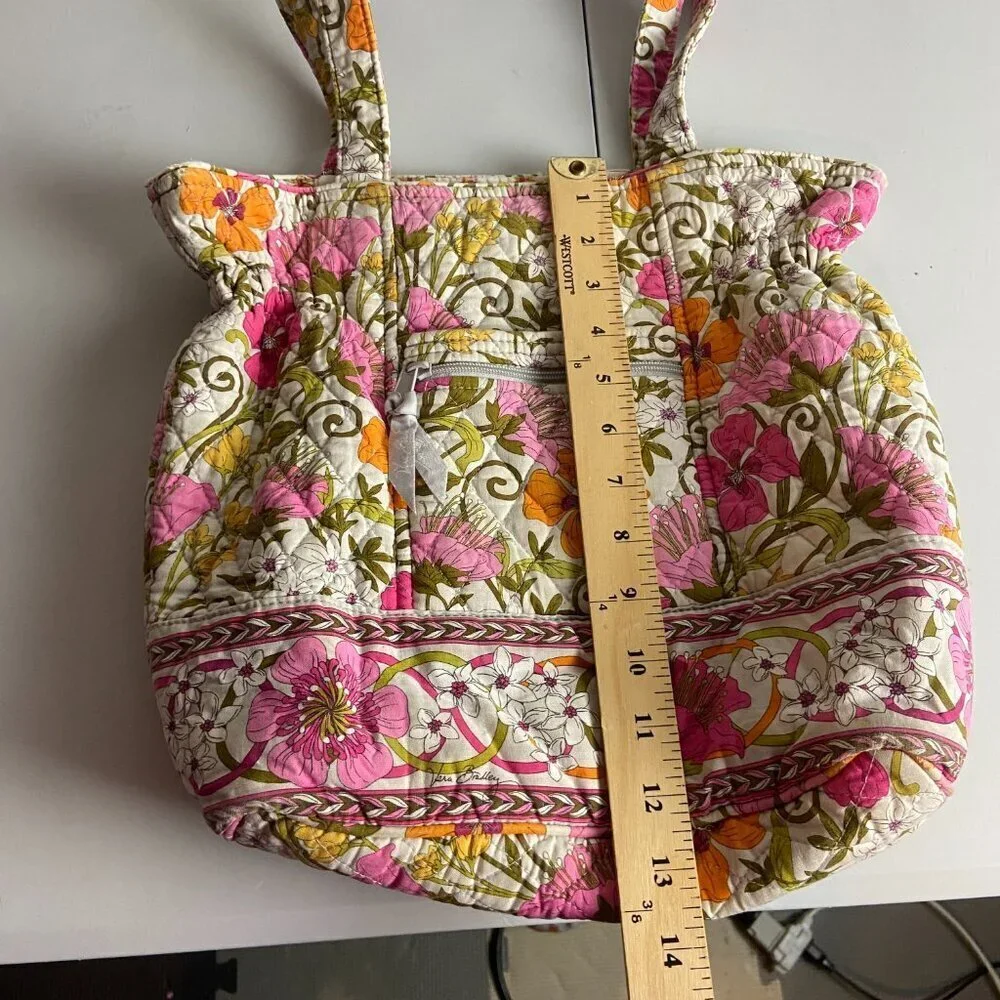 Vera Bradley Watercolor Floral Cinch Toe Snap Purse Laura Shoulder Bag Quilted